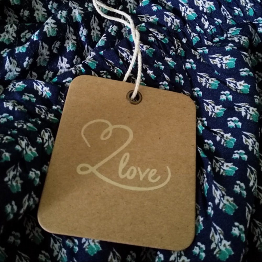 LOVE brand floral blue green off shoulder blouse plus - Picture 6 of 6